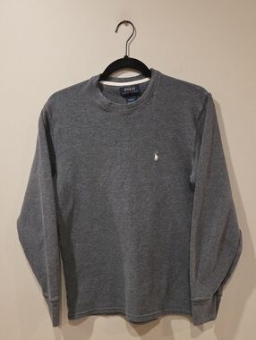 POLO RALPH LAUREN Grey Long Sleeve Waffle Crew